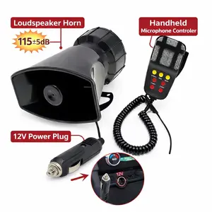 AXIZITECH 12V Power Car Exterior Sound Speaker Kit with Mic, 7-Tone Horn, Car Alarm, Loud Sound, ABS Plastic Universal Vehicle Horn Accessory