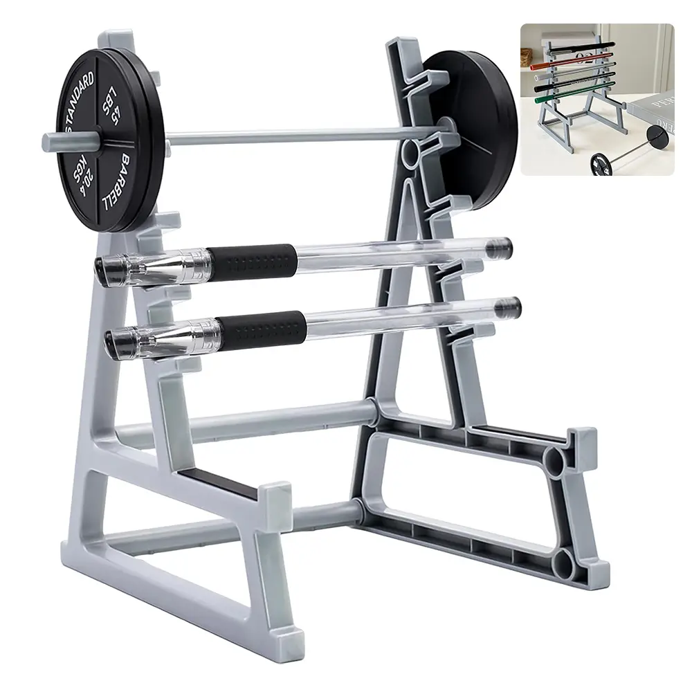 Gym-Inspired Squat Rack Desk Stand with Barbell & Counterweight Accessory Set - Office Organizer, Desk Decor, Corporate Work Accessories, Ideal Stationery Gift for Weightlifting Enthusiasts, Corporate Work Desk Accessories