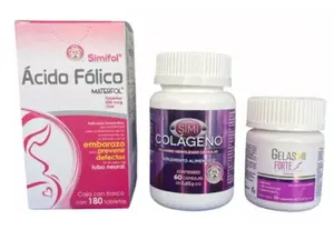 pack 3 materfol folic acid - colagen - gelasimi capsule made in mexico