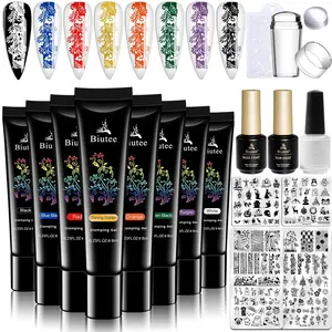Nail Stamping Polish Gels Nail Stamper Kit + 4counts Nail Stamp Templates + 1 Peel Off Nail Tape Stamp Latex Bose Coat & Top Coat with Scraper Flower Holiday Nair Art Design Gift DIY Manicure Nail Art Nail Care