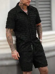 Men's 2 piece set - Mens 2-Piece Set Short Sleeve Button-Down Shirt & Shorts – Casual Comfortable Style for Summer shop for deals comfort color shirts tiktok shop deals 2025 outfits men shirts local boy outfitters men clothing Menswear Breathable Fabric