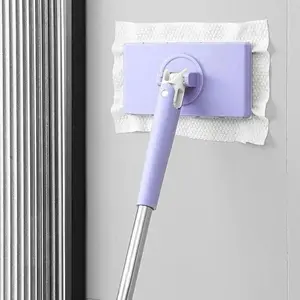 Four-Piece Two-In-One Disposable Dust Mop Set, Use One-Use Towels, No Hand Washing Needed, Hands Free Mop, Dry Wet Dual Purpose, Suitable for Various Surfaces