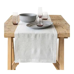 over&back Washed 100% Linen Table Runner - Mach ine Washable