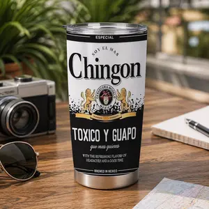 1 Pc 20oz Stainless Steel Insulated Tumbler, Mexican Style Funny Quote “Toxico Y Guapo” Design, Double Wall Vacuum Cup with Lid, Leakproof Travel Mug, Gift for Men Women, Perfect for Gym Office Travel, Thermos Cup, Insulated Vacuum Flask