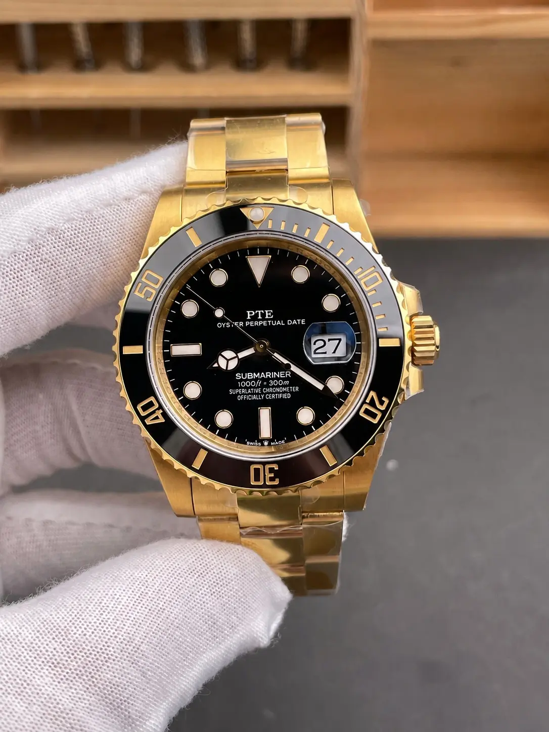 Luxury Gold Automatic Diver Watch with Black Dial | Stainless Steel Waterproof Sports Wristwatch