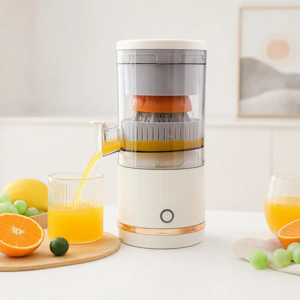 Cordless USB Electric Citrus Juicer - Portable Rechargeable Squeezer for Oranges, Lemons, Kiwis, Grapefruits, Detachable Parts, Pulp Separation System, Compact Travel & On-the-Go Use Kitchen Appliance