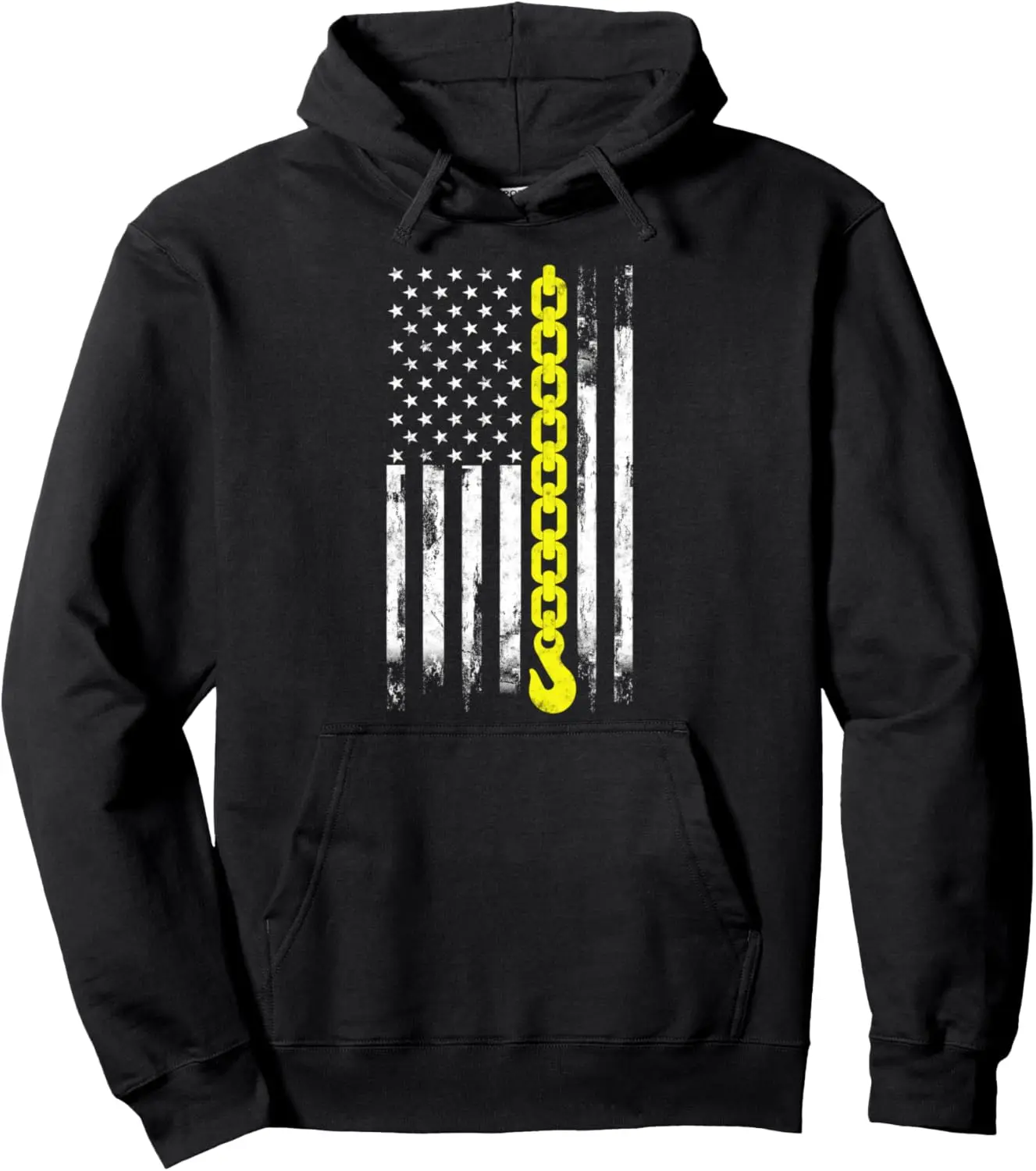 Tow Truck Driver thin yellow line USA flag gift Towing Dad Pullover Hoodie 1