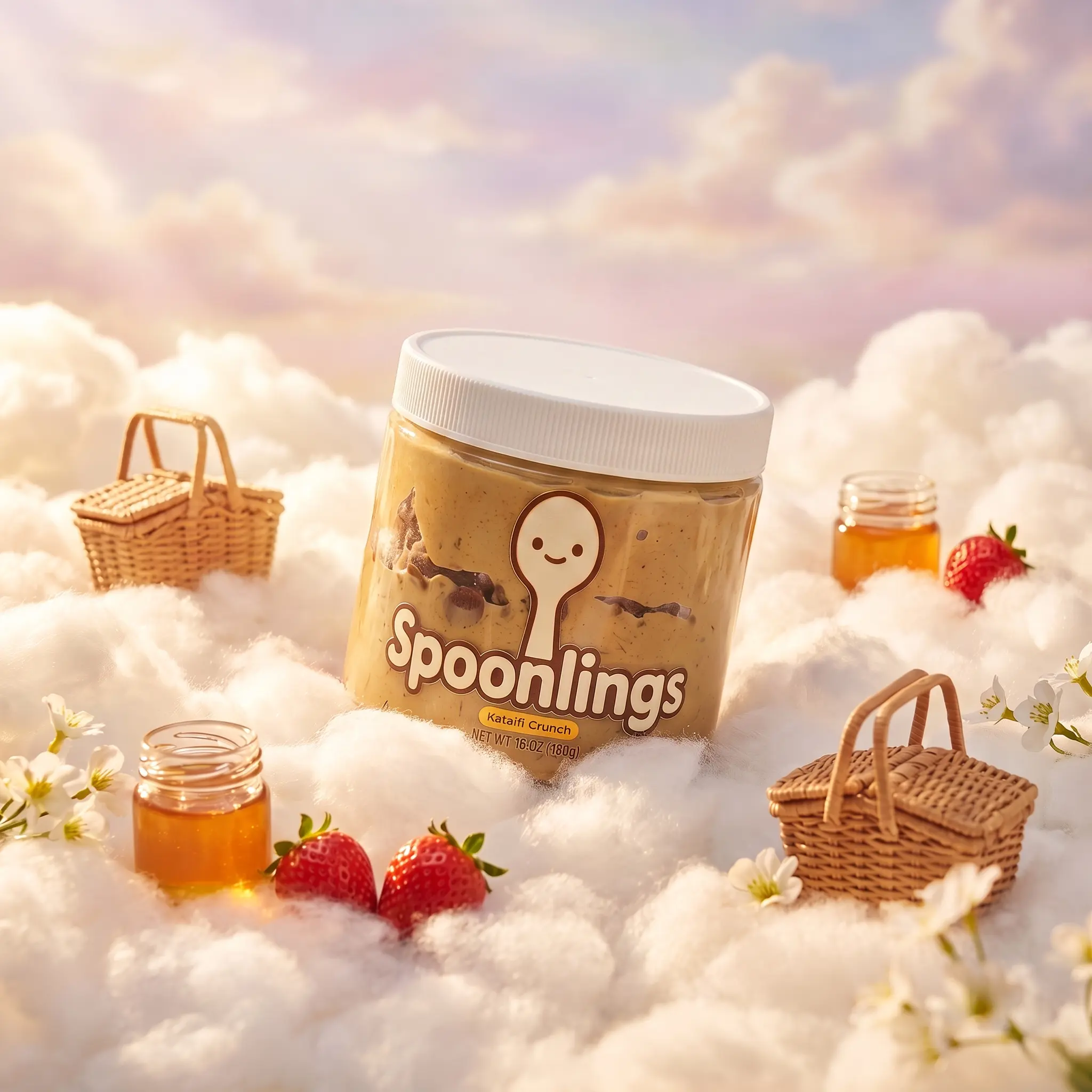 Viral Crunchy Dubai Dip - by Spoonlings Real Dubai Nut Snack with Pistachios, Tahini & Crispy Kataifi, Cupboard-Stable Jarred Spread (16 oz & 8 oz)