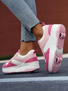 Roller Skate Shoes for Kids Boys Girls Upgraded Fashion Sneakers with Detachable 4-Wheels for Kid Sport Shoes Christmas Birthday Gifts