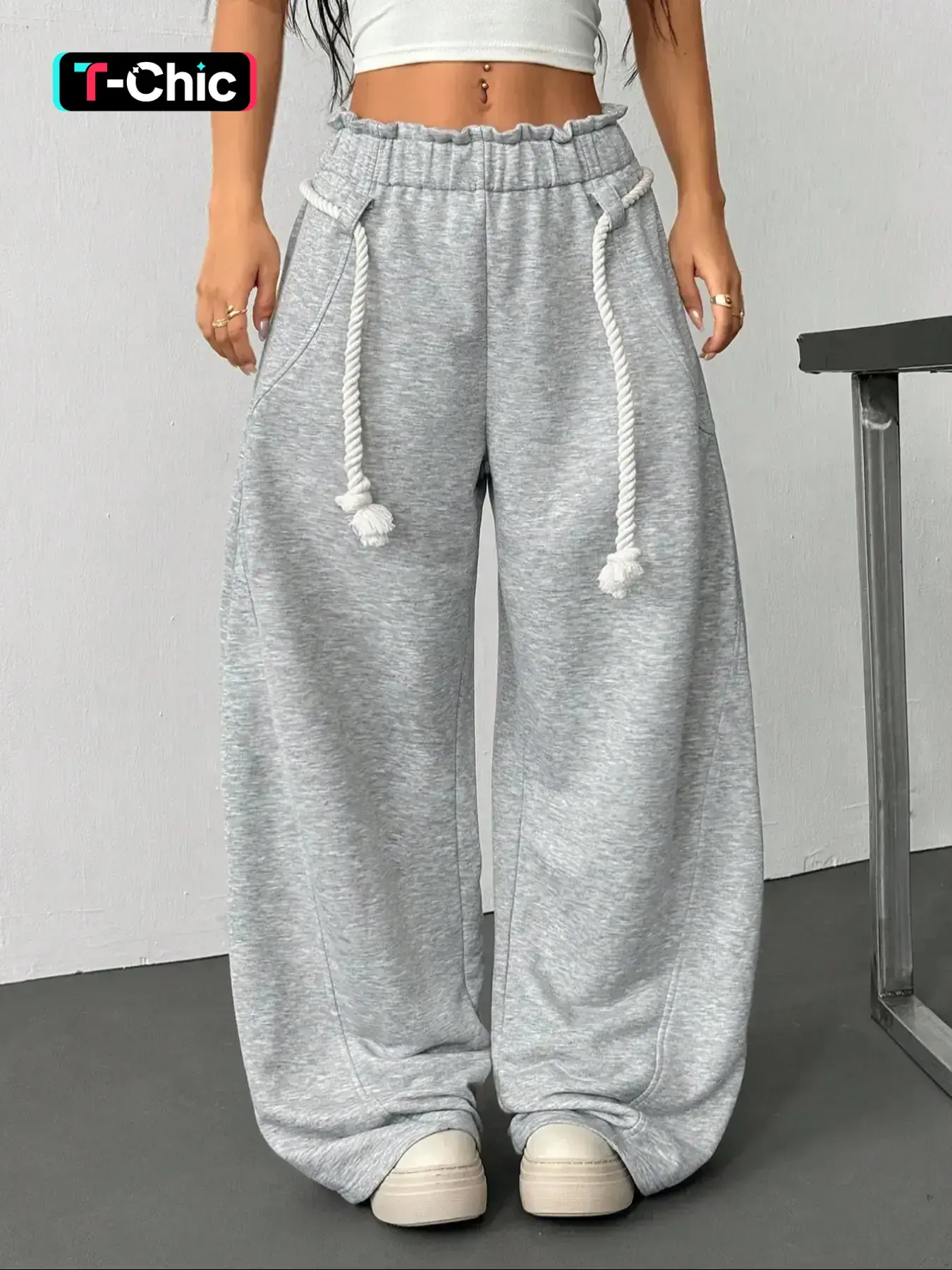 Women's Loose Pants Drawstring Waist Long Casual Home Wear Elastic Waist Sporty Pure Color Wide Fit Minimal Street Style Casual Streetwear Trousers Casual Fashion Trousers