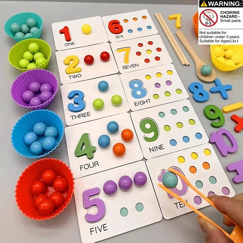 Wooden Counting Beads Math Toy for Kids Aged 3-5 Years, Montessori Educational Learning Tool, Math Learning Tools, Math Teaching Aid, Perfect Gift for Christmas & Birthdays