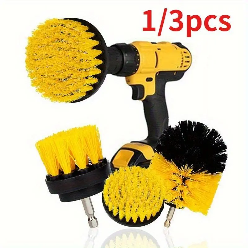 1/3Pcs/Set Electric Scrubber Brush Drill Brush Kit Plastic Round Cleaning Brush For Carpet Glass Car Tires Nylon Brushes Cleaning Tools Cleaning Supplies