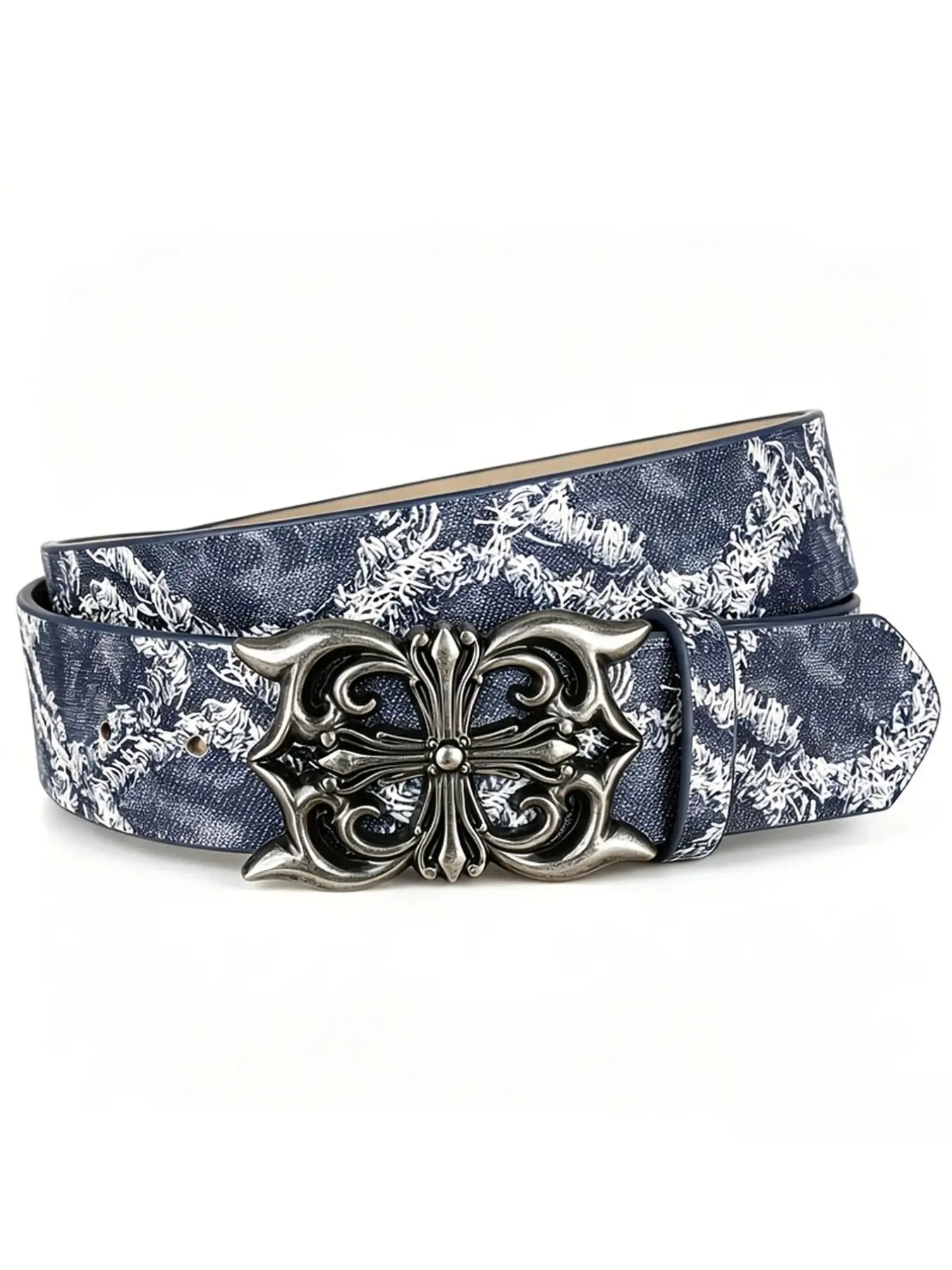 Men's Vintage Belt, Silver Gothic Cross Buckle Belt, Y2K Punk Style Fashion Accessory, Statement Belt
