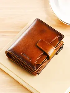 Men's Short Wallet New Vintage Genuine Leather Multi-Card Holder Large Capacity Small Size Driver's License RFID Blocking Rfid Theft Proof Credit Card Case Credit Card Organizer