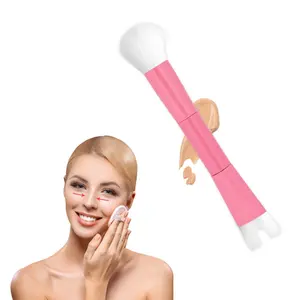 Nose Contour Brush, U Shaped Makeup Brush Dual End Nose Contour Brush Pro Contour Duo Brush for Sculpting and Defining Nose Cheek Bones Contour (Pink)