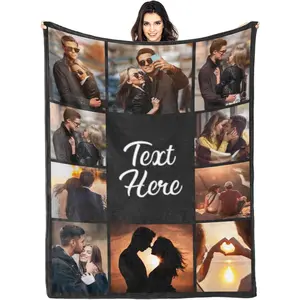 Custom Blanket with Photos Text Personalized Blanket Thows with Picture Customizable Blanket Photo Blankets Customize for Mom Dad Couple Girlfriend Boyfriend Wife Husband