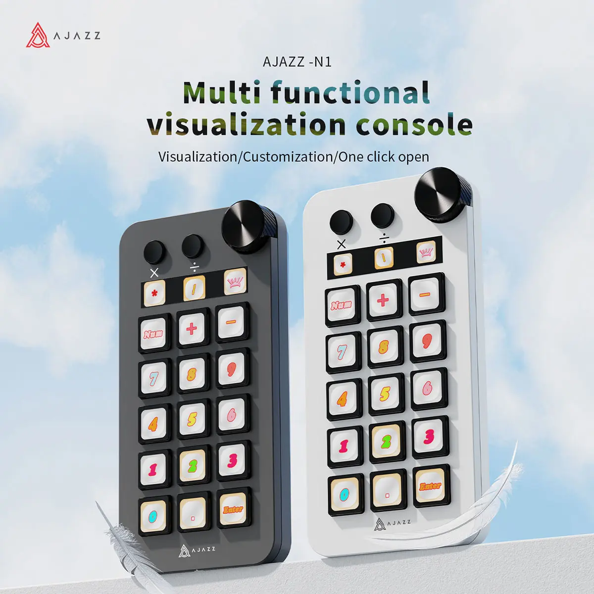 AJAZZ N1 Wired Digital Keypad - ABS Plastic Computer Accessory, Number Tracking Pad, Multi-Function Programmable, OBS Customizable Desktop Assistant for Desktop Users, Windows/Mac Laptops, N1 Model
