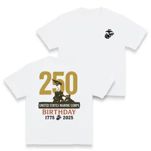 Marines 250th Legacy 2 Sided T-shirt – Honor, Courage & Commitment | Premium USMC Anniversary Trending Shirt Made In USA For Women For Men [180G 100% cotton, lightweight and breathable, soft and comfortable]
