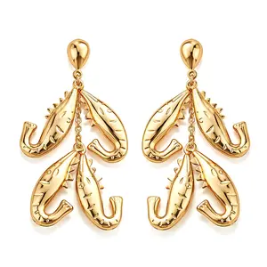 Majestic Golden Octopus Earrings in Steel