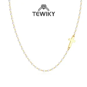 Tewiky Simple Cross Pendant Choker Necklace Dainty Tiny Cross for Women Girls Easter Gift All-match Exquisite Jewelry Adjustable Chain