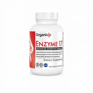 Organixx Enzyme 17 Essential Digestive Enzymes for Women & Men, For Gut Health & Optimal Digestive Health, Support for Bloating, Gas, Nutrient Absorption & Immunity, Vegan, Vitamins Supplement, Non GMO, 80 Veggie Capsules Amino Dietary