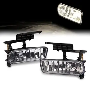 CROSSDESIGN Fit For 1999-2006 GMC Sierra Fog Lights Driving Lamp Clear Front Left+Right