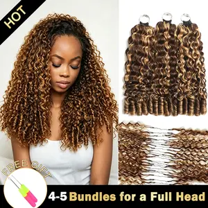 2026 New Highlight Ombre Ramiss Burmese Curly Honey Blonde 4/27 Crochet Human Hair Pre-Separated 50g/Pack Time-Saving, 40 Strands/Pack Mircale Knots,4-5Packs for Full Head Protective Styles Light Weight No Tension Reusable Feather Crochet #DealsForYouDays
