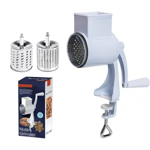 Manual Nut Chopper Grinder – Multifunctional Food Processor with 2 Stainless Steel Blades, White Nut & Dried Fruit Crusher, Peanut Masher for Walnut, Pecan, Cheese, Vegetables & More
