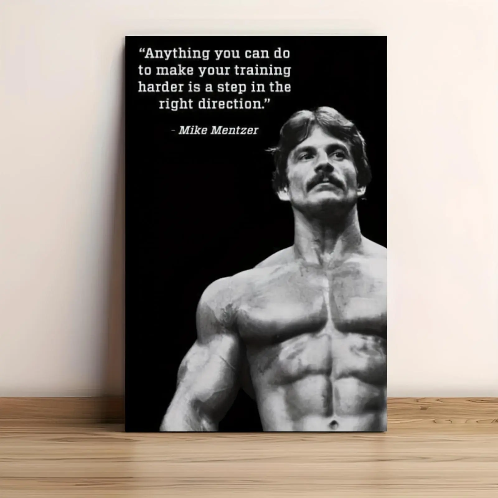 1pc Frameless Bodybuilder Canvas Print - High-Quality Black & White Decorative Motivational Fitness Art with Quote Text - Home Decor Supplies for Gym, Wardrobe Accent - Ideal for Fitness Enthusiasts, Balcony, Bathroom, Classroom Decor