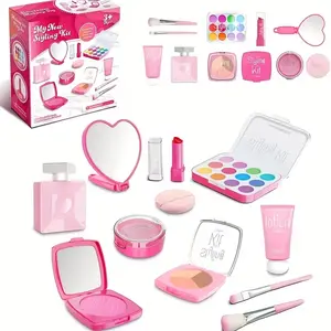 Children Girls Makeup Toy Eyeshadow Colorful Cosmetics Model Pretend Play Makeup Kit Makeup Palette Set, Safe Non-Toxic Kids Accessories Simulated Makeup Kit