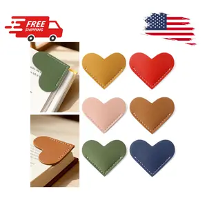 6 Pcs Cute Leather Heart Bookmarks, Multi - Colored