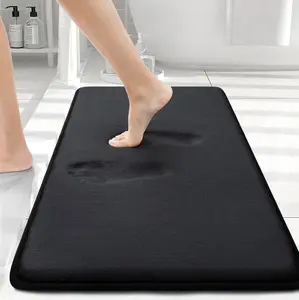 Memory Foam Bath Mat, Extra Soft Absorbent Bathroom Rugs Non Slip Bath Rug Runner for Shower Bathroom Floors, Home Essential 30" x20", Black