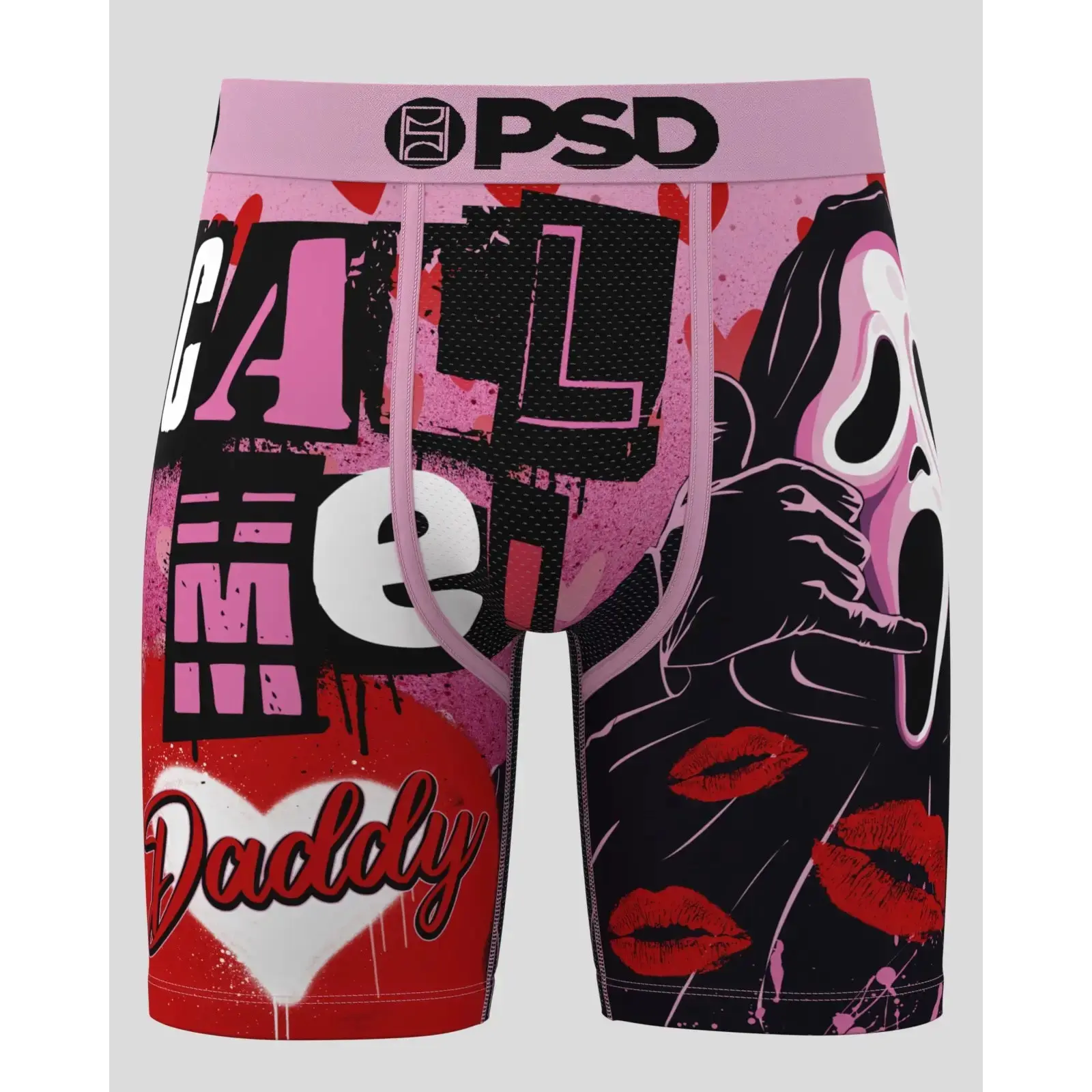 PSD Mens Daddy Ghostface Boxer Brief - Standard Length 7 Inch Inseam, Soft and Breathable Poly Blend Fabric