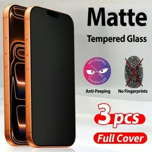3 Pcs Matte Anti-Peeping Tempered Glass Screen Protector Cover Compatible With IPhone 17 Pro Max/17 Pro/17 Air/17/16 Pro Max/16 Pro/16