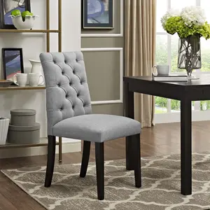 Modway Duchess Button Tufted Fabric Dining Chair in Light Gray