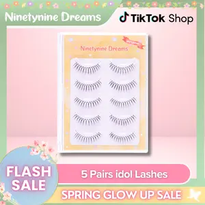Ninetynine Dreams 5 Pairs idol Lashes | Natural Soft Glam False Strip Eyelashes — K-pop Inspired 9-13mm C+ Spiky Lightweight Reusable Durable Strip Lashes for Daily Makeup