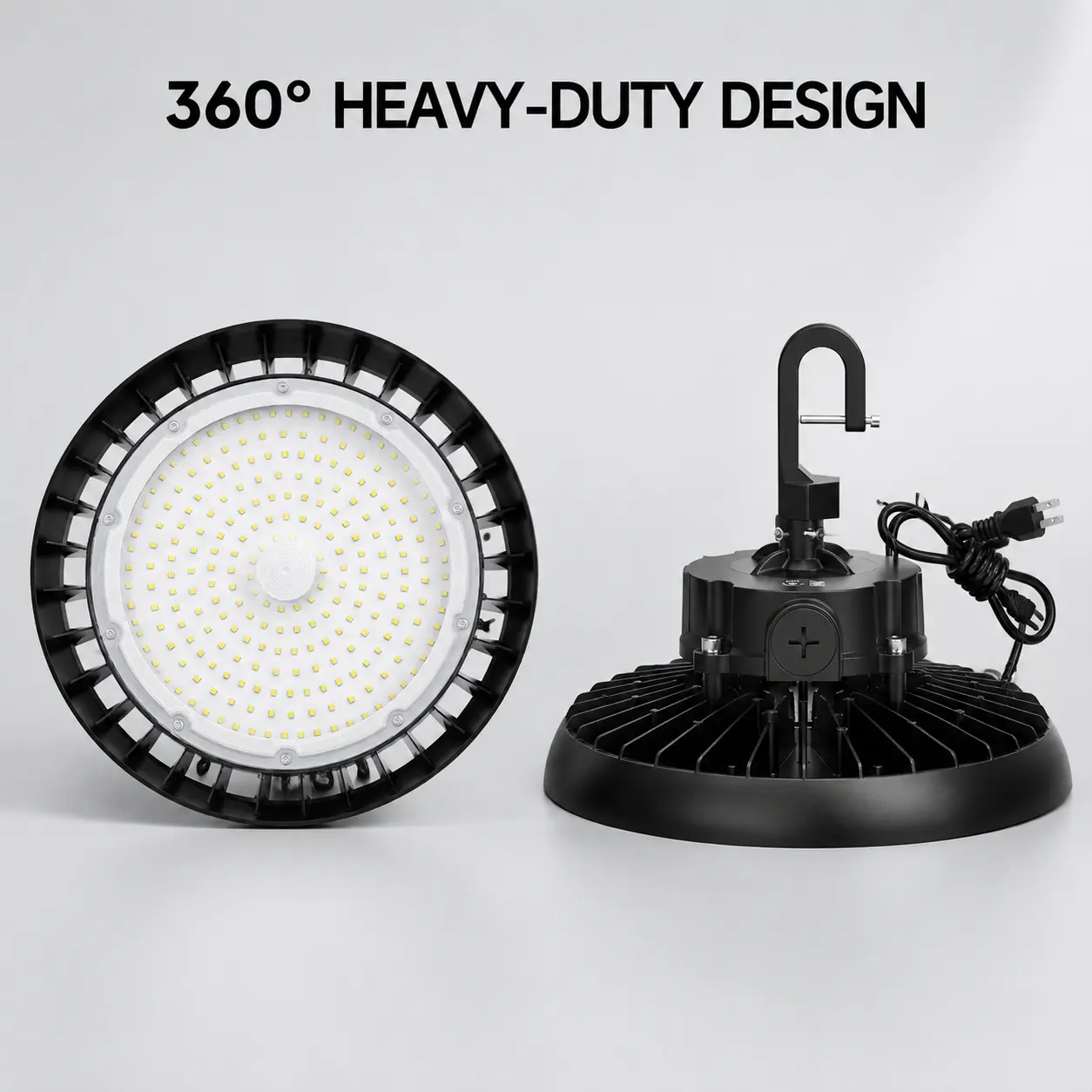 240W UFO High Bay Light with US Plug, 43200LM LED Shop Light, 120V 6000K Daylight, Commercial Bay Lighting for Warehouse Garage Factory Barn, Safety Efficient Long Lifespan