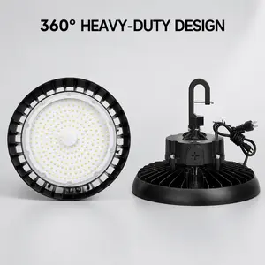 240W UFO High Bay Light with US Plug, 43200LM LED Shop Light, 120V 6000K Daylight, Commercial Bay Lighting for Warehouse Garage Factory Barn, Safety Efficient Long Lifespan