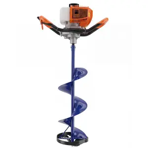 Garvee 52CC 2 Stroke Gas Powered Ice Auger for Ice Fishing with Heavy Duty Design, 10" Diameter, 31.5" Length, and EPA Certification for Efficient Ice Burrowing and Drilling