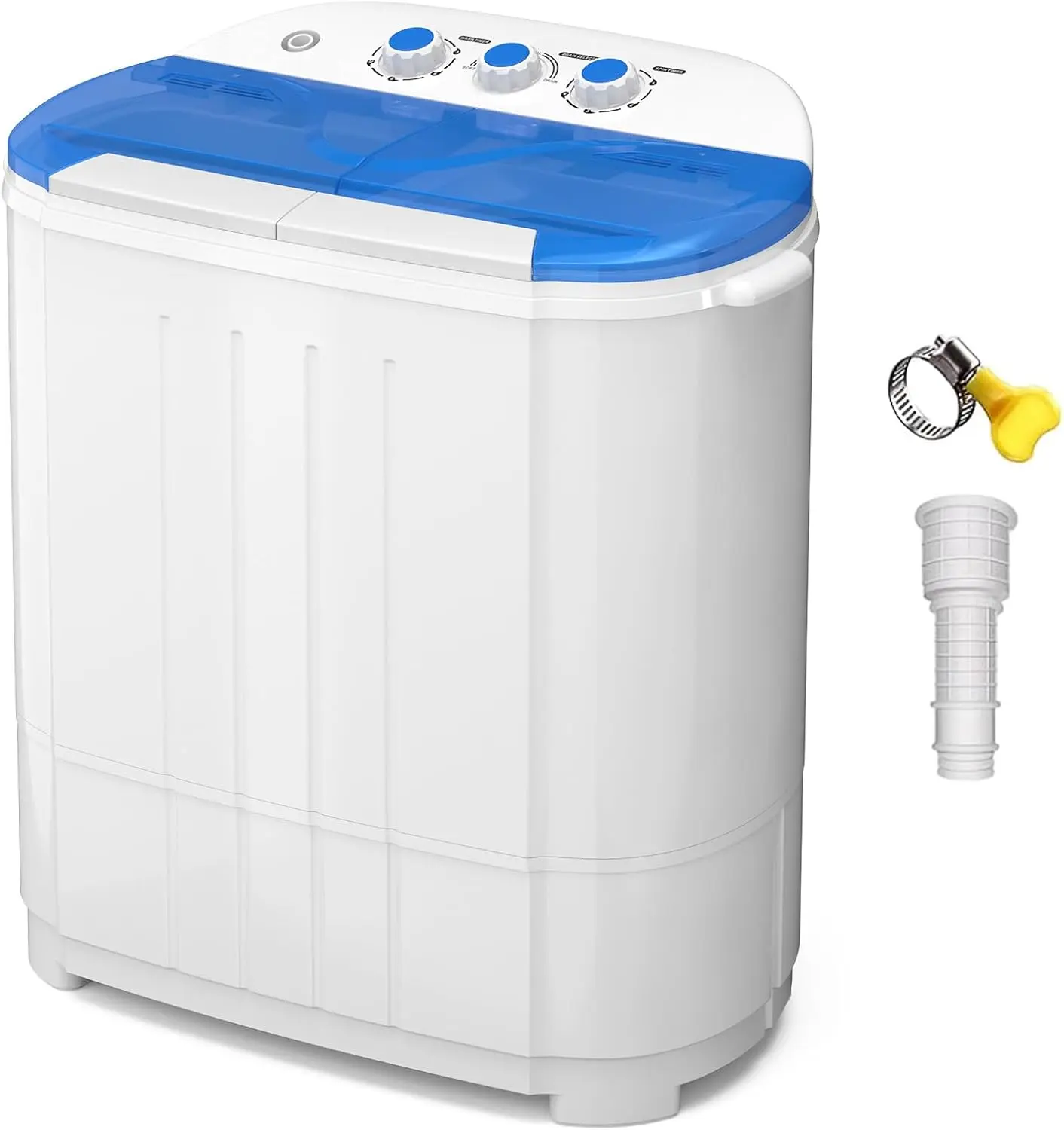 VCJ AU4580 110V Plug Compact Twin-Tub Portable Washing Machine, 14 lbs Cap. Dual Wash Spin Combo with Washer, Spinner Dryer, Overheat Safe for Apartments, RVs