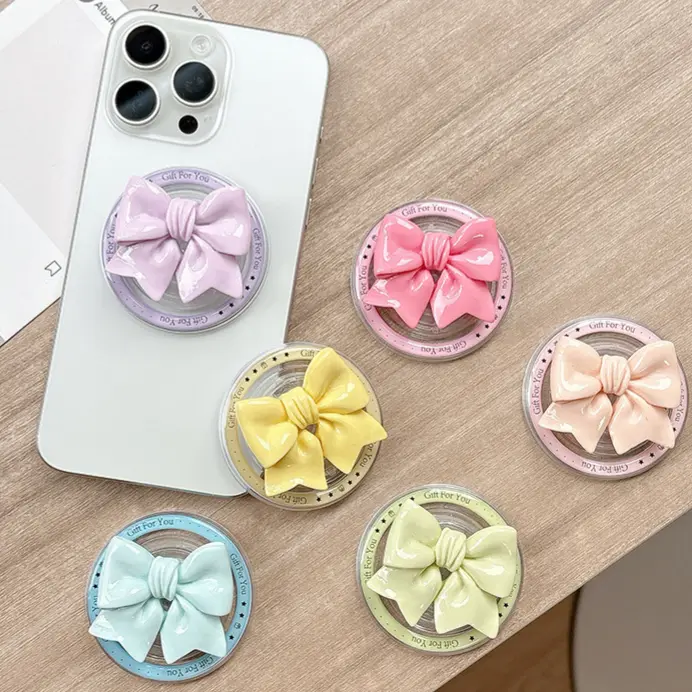 1 Piece Cute Colorful Bow Phone Holder, Griptok Finger Ring Stand for Smartphone Daily Use