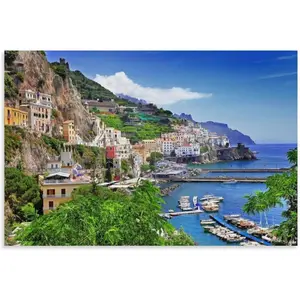 Beautiful Scenery of Amalfi Coast, Italy Poster Print Canvas Painting Wall Art for Living Room Bedroom Office Decoration