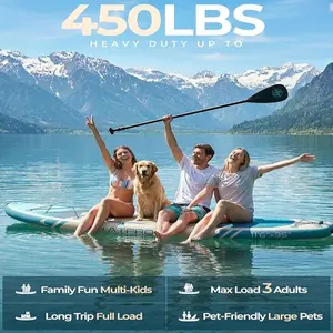 11'6"×35" Inflatable Stand Up Paddle Board, 450LBS Capacity Premium SUP, Wide Non-Slip Deck, Double-Ended Oar, 2-Way Pump & Full Accessories for Paddling & Fishing