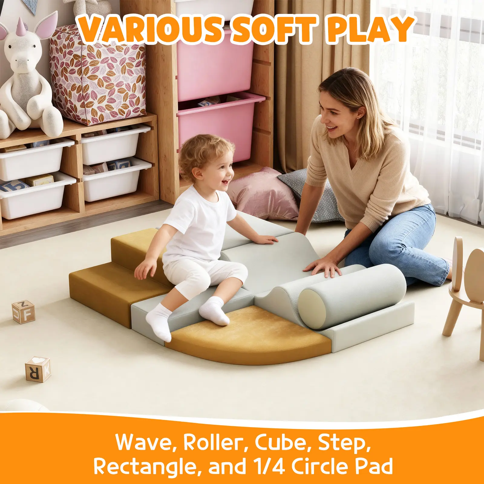【IdealHouse】4‑6 Piece Soft Foam Climbing Blocks for Toddlers, Safe Anti‑Fall Indoor Play Set, Waterproof Easy‑to‑Clean Baby Crawl Slide Play Equipment for 1‑3 Years Old Kids