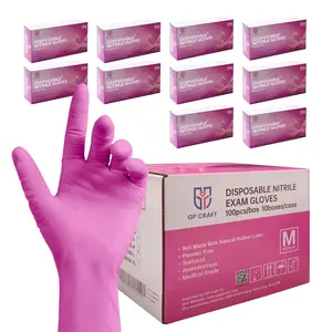 GP Craft SoftTouch Magenta Disposable Nitrile Exam Gloves 3.5mil Powder-Free Latex-Free Elastic Tough for House Chores Box Cleaning Household, Latex Free Gloves, One-Size-Fits-All Cleaning Gloves