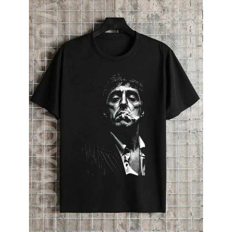 Men'S T-Shirt Inspired by Tony Montana And Don Vito Corleone - A Graphic Tee with a Breathable Crew Neck, Ideal for Casual Wear And a Great Gift for Don Corleone Fans And Collectors (Machine Washable) - Features an Iconic Print of Tony Montana