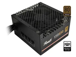 Rosewill VSB 650W 80+ Bronze, ATX 3.0 & 3.1 Compatible, Semi-Modular Power Supply, PCIe 5.1 12V-2x6 Connector, 105°C/221°F Japanese Capacitor, 120mm ICB Silent Fan - 5 Year Warranty - VSB650