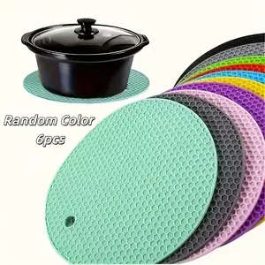 6 Pcs Silicone Honeycomb Non-Slip Placemats, Multifunctional Kitchen & BBQ Mats, All-Season RV Essentials, Colorful Table Mats for Daily & Festival Use, Wipeable Placemats