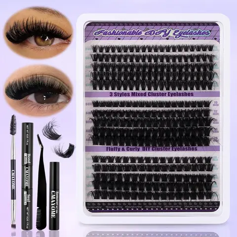 Natural Look Eyelash Extensions, 270pcs Mixed Length 3 Styles Individual False Eyelashes with Tools, Professional Eye Enhancement Tools for Women, Eyelash Extension Kit
