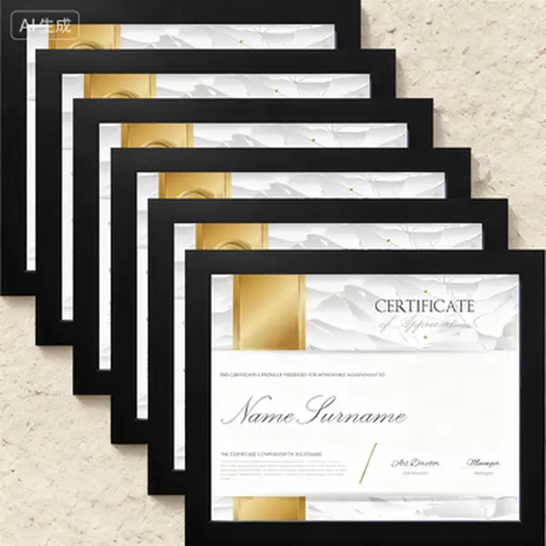 Set of 6 Black 8.5x11 Document Frames, Diploma and Certificate Display for Wall and Tabletop, Shatter Resistant Glass, Multipurpose Photo Frame, Elegant Home and Office Decor